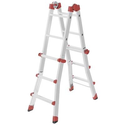 Hailo M80 7512007 Aluminium Multifunktionsleiter Arbeitshöhe (max.): 3.71 m Silber, Rot 9.1 kg