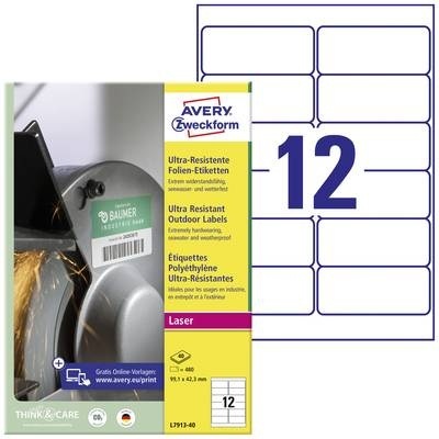  Avery Zweckform Etiketten, 99.1mm x 42.3mm, weiss, matt, A4, L7913-40, (40 Blatt) 