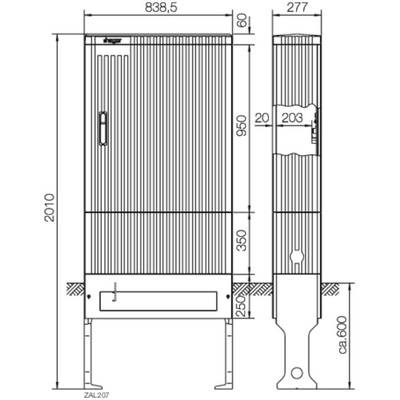 Hager ZAL207 Verteilersäule Grau (RAL 7035)