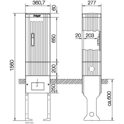 Hager ZAK152A Kabelverteilersäule Grau (RAL 7035)