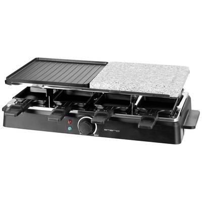 EMERIO RG-126708 Raclette 8 Pfännchen, mit Grillstein Schwarz