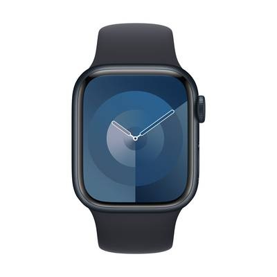 APPLE Watch Series 9 (GPS, Alu) 41 mm - Smartwatch (S/M 130-180 mm, Fluorelastomer, Mitternacht/Mitternacht)