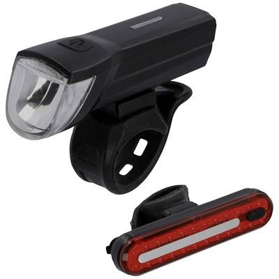 FISCHER FAHRRAD Fahrradbeleuchtung Set STOP-30/15 LED Schwarz