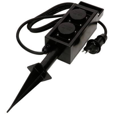 Max Hauri Prise de jardin 2x T13 IP55 avec pique, noir, Gartensteckdose mit Spiess, Schwarz