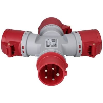 Max Hauri Sternverteiler 1x CEE16/5 - 3x CEE16/5, 400 V, IP44, Rot