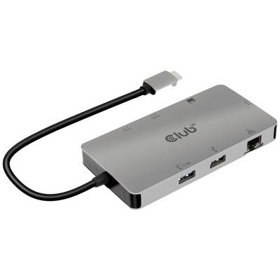 CLUB3D Type-C 8-in-1 hub with 2x HDMI, 2x USB-A, RJ45, SD/ Micro SD card slots and USB Type-C female port