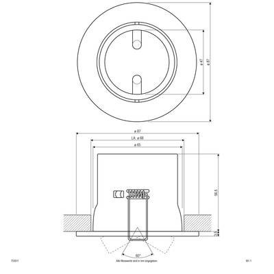 Dreh- und Schwenkbarer Deckeneinbaustrahler chrom