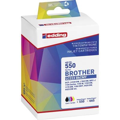 Edding Druckerpatrone ersetzt Brother LC223 BKCMY Kompatibel Schwarz, Cyan, Magenta, Gelb EDD-550 18-550-01