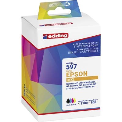 Edding Druckerpatrone ersetzt Epson T34XL Multipack 4 Kompatibel Schwarz, Cyan, Magenta, Gelb EDD-597 18-597-01