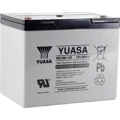 Yuasa REC80-12 YUAREC8012 Bleiakku 12 V 80 Ah Blei-Vlies (AGM) (B x H x T) 259 x 212 x 168 mm M6-Schraubanschluss