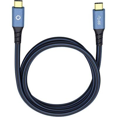 USB 3.1 Anschlusskabel [1x USB-C™ Stecker - 1x USB-C™ Stecker] 1 m Blau vergoldete Steckkontakte Oehlbach USB Plus CC
