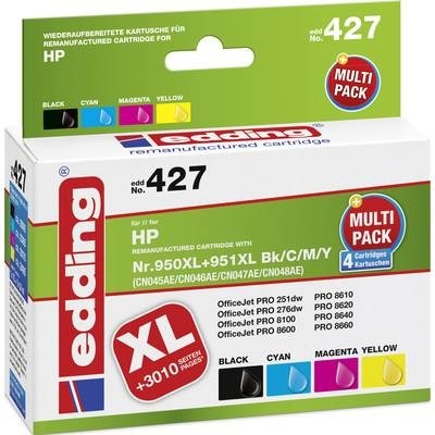 Edding Tinte ersetzt HP 950, 950XL, 951, 951XL Kompatibel Kombi-Pack Schwarz, Cyan, Magenta, Gelb edding 427 EDD-427