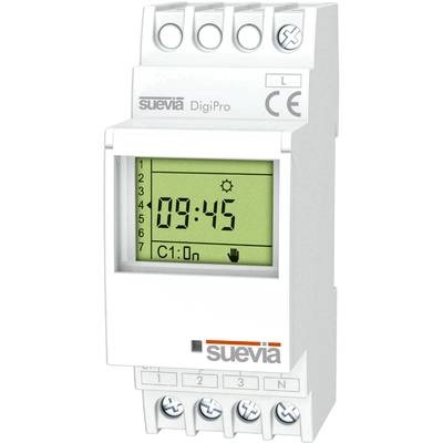 Zeitschaltuhr für Hutschiene 1 St. Suevia DigiPro Schaltspannung (max.): 250 V/AC Schaltstrom (max.): 16 A 1 Wechsler