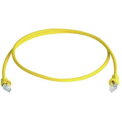 Telegärtner RJ45 Netzwerk Anschlusskabel CAT 6a S/FTP 15 m Gelb Flammwidrig, mit Rastnasenschutz, Paarschirm, doppelt
