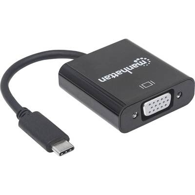 Manhattan USB / VGA Adapter [1x USB 3.1 Stecker C - 1x VGA-Buchse] Schwarz Farbcodiert, Flexibel, Folienschirm,
