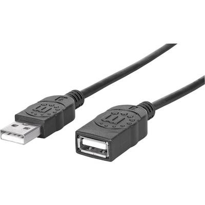 Manhattan USB 2.0 Verlängerungskabel [1x USB 2.0 Stecker A - 1x USB 2.0 Buchse A] 1 m Schwarz Folienschirm,
