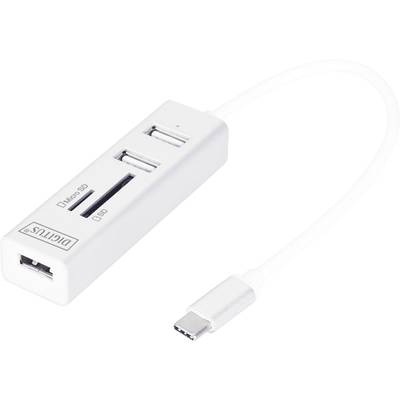 Digitus DA-70243 3 Port USB 2.0-Hub mit USB-C Stecker, mit Aluminiumgehäuse, mit OTG-Funktion, mit eingebautem