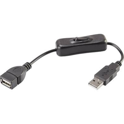 Renkforce USB 2.0 Verlängerungskabel [1x USB 2.0 Stecker A - 1x USB 2.0 Buchse A] 0.25 m Schwarz inkl. Ein/Aus-Schalter,