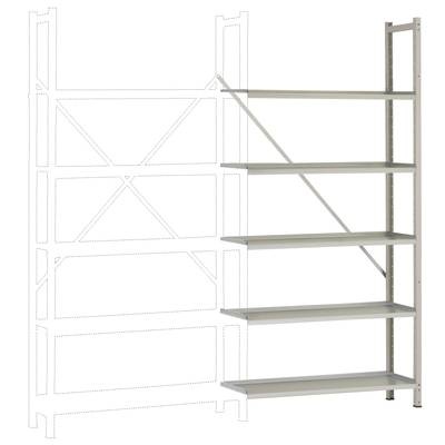 Steck-Regal-PLANOFEX Anbauausführung mit 5 Fachböden RA3252.7035 (B x H x T) 900 x 1900 x 300 mm Lichtgrau (RAL 7035)