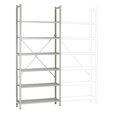 Steck-Regal PLANOFLEX Anbauausführung mit 6 Fachböden RA3261.7035 (B x H x T) 900 x 2250 x 300 mm Lichtgrau (RAL 7035)