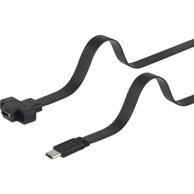 Renkforce USB 3.1 (Gen 2) Verlängerungskabel [1x USB-C™ Stecker - 1x USB-C™ Buchse] 0.50 m Schwarz schraubbar,