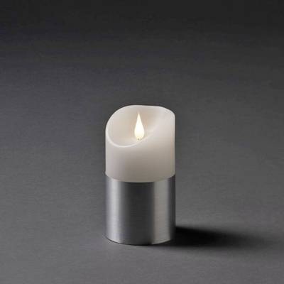 LED-Wachskerze m. Banderole in Silber 17,5 cm