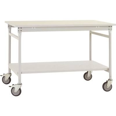 Manuflex BB4001.7035 Beistelltisch BASIS mobil 750x500x850 mm,Platte Melamin RAL7035 lichtgrau Farbe: Licht-Grau