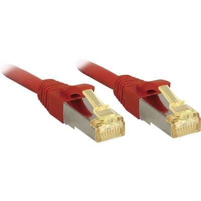 LINDY RJ45 Netzwerk Anschlusskabel CAT 6a (Rohkabel CAT 7) S/FTP 5 m Rot mit Rastnasenschutz