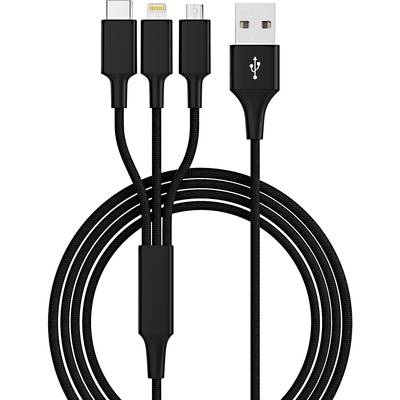 USB-Ladekabel USB 3.2 Gen1 (USB 3.0 / USB 3.1 Gen1) USB-A Stecker, USB-C™ Stecker, USB-Micro-B Stecker, Apple Lightning