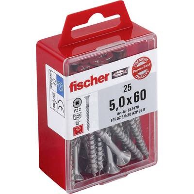 Fischer 657470 Holzschraube 5 mm 60 mm Kreuzschlitz Pozidriv galvanisch verzinkt 25 St.
