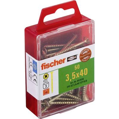 Fischer 653936 Senkkopfschrauben 3.5 mm 40 mm Kreuzschlitz Pozidriv galvanisch verzinkt 50 St.