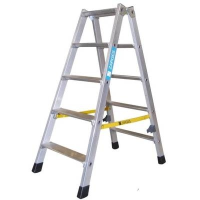ZARGES Stufen-Stehleiter aus Alu, beidseitig begehbar Stahlscharniere robust 2 x 5 Stufen