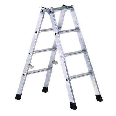 ZARGES Stufen-Stehleiter aus Alu, beidseitig begehbar Stahlscharniere robust 2 x 4 Stufen