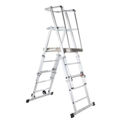 ZARGES Teleskop-Plattformleiter aus Aluminium 7 Sprossen mit Ausleger
