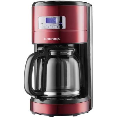 Grundig KM 6330 Kaffeemaschine Rot (metallic), Schwarz, Edelstahl Fassungsvermögen Tassen=12 Display, Timerfunktion