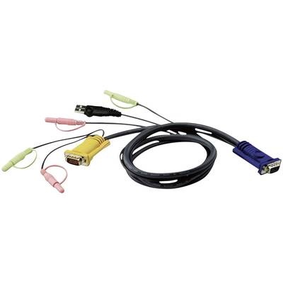 KVM Anschlusskabel [1x VGA-Stecker - 1x VGA-Stecker, USB 1.1 Stecker A] 1.8 m Schwarz ATEN
