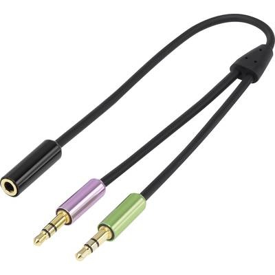 SpeaKa Professional Klinke Audio Y-Adapter [2x Klinkenstecker 3.5 mm - 1x Klinkenbuchse 3.5 mm] Schwarz