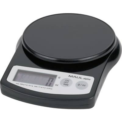 Maul MAULalpha 500G Briefwaage Wägebereich (max.) 0.5 kg Ablesbarkeit 0.1 g batteriebetrieben Schwarz