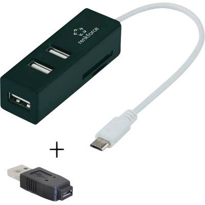 renkforce 3 Port USB 2.0 OTG-Hub mit SD-Kartenleser + micro-B zu USB-A Adapter
