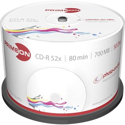 Primeon CD-R 700 MB, 52x, photo-on-disc, Inkjet Full Size Printable, 50-Box