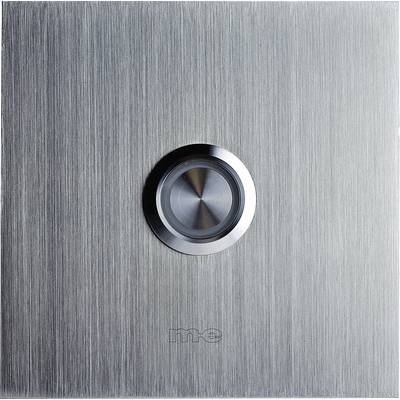 m-e modern-electronics 41012 Klingelplatte beleuchtet 1fach Silber 8-24 V AC/DC/1 A