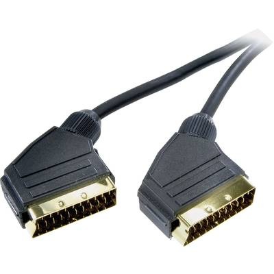 SpeaKa Professional SCART TV, Receiver Anschlusskabel [1x SCART-Stecker - 1x SCART-Stecker] 2 m Schwarz