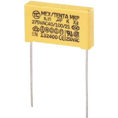 MKP-X2 1 St. MKP-X2-Funkentstör-Kondensator radial bedrahtet 0.15 µF 275 V/AC 10 % 22.5 mm (L x B x H) 26.5 x 6 x 15 mm