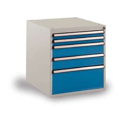 Manuflex SP1022.0002 Schubfachschrank PROTEC stationär 500x580x560, 5 Schubfächer HF0002 lichtgrau/brillantblau (B x H x