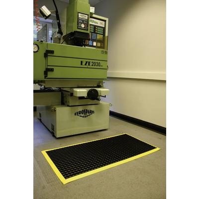 Anti-Ermüdungsmatte, schwarz, einfach gewebt mit gelben, abgeschrägten Kanten LxB 1500 x 1000 mm