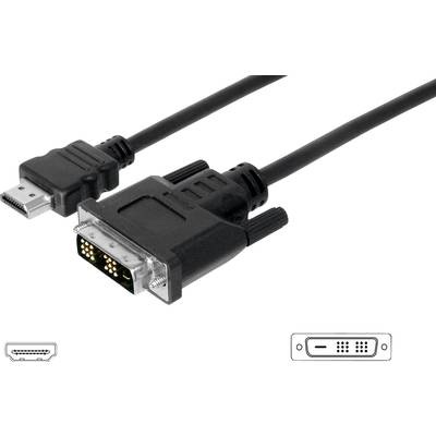 Digitus HDMI / DVI Anschlusskabel [1x HDMI-Stecker - 1x DVI-Stecker 18+1pol.] 5 m Schwarz