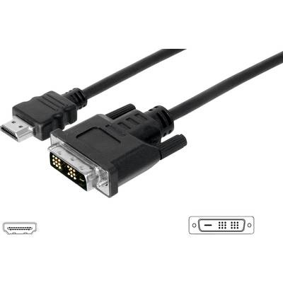 Digitus HDMI / DVI Anschlusskabel [1x HDMI-Stecker - 1x DVI-Stecker 18+1pol.] 3 m Schwarz