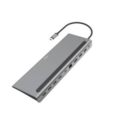 Hama - 10in1 USB C Multiport Adapter Dockingstation 4x USB A / 2x USB C / 2x HDMI / Displayport PD / Gigabit Ethernet LAN (00200100) - Grau