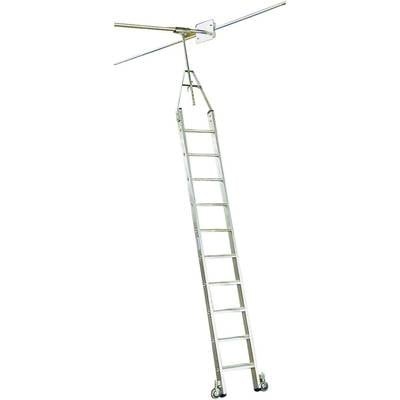 KRAUSE Stufen-Regalleiter Doppelregal mit Kopffahrwerk für Rundrohr-Schienenanlage 6 Stufen