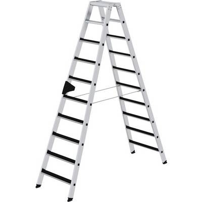 Guenzburger Stufen-Stehleiter beidseitig begehbar, geriffelt 2 x 10 Stufen